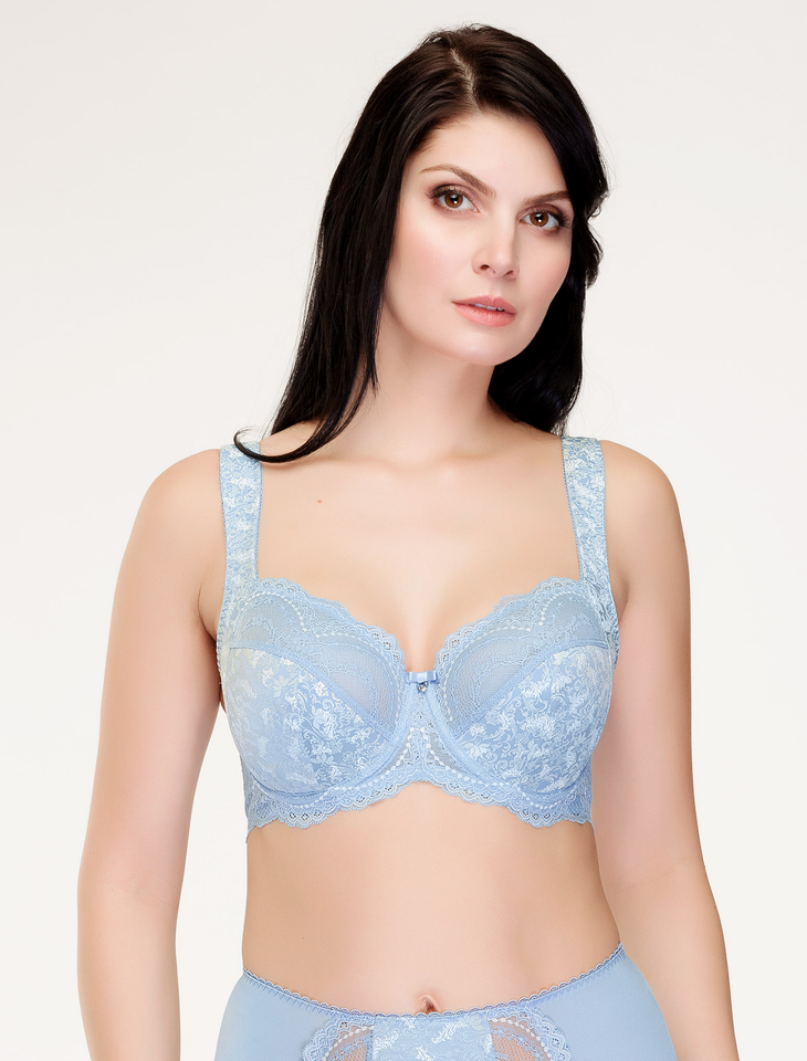Buy Bralux Angeleena Sky Blue-Turquoise Blue Lace Full Cup B Bra Set of 2  at