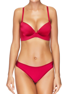 Lauma, Red Mid Waist String Panties, On Model Front, 10B62