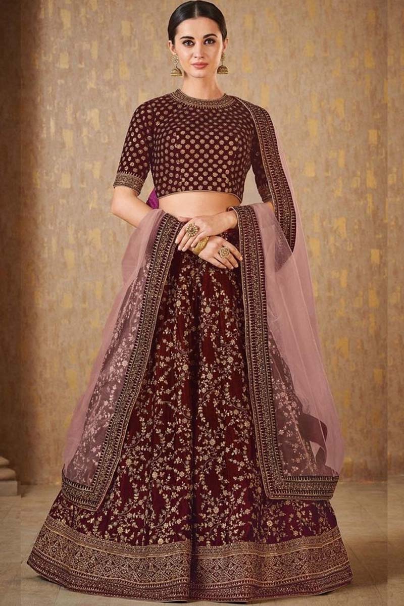 Glamorous Deep Maroon Wedding Wear Designer Bridal Lehenga