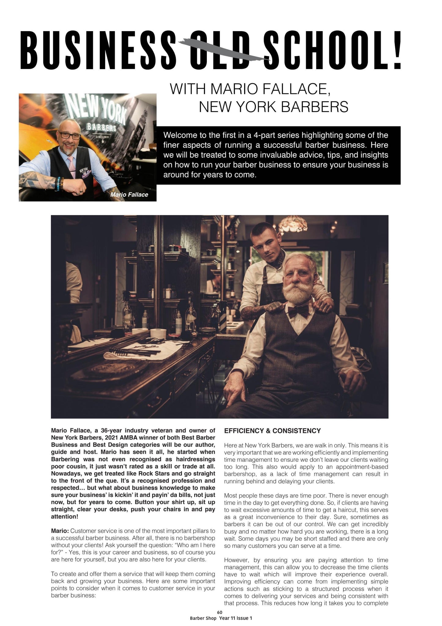Mario Fallace - Barbershop Magazine Feature March 2022 Pg1/2