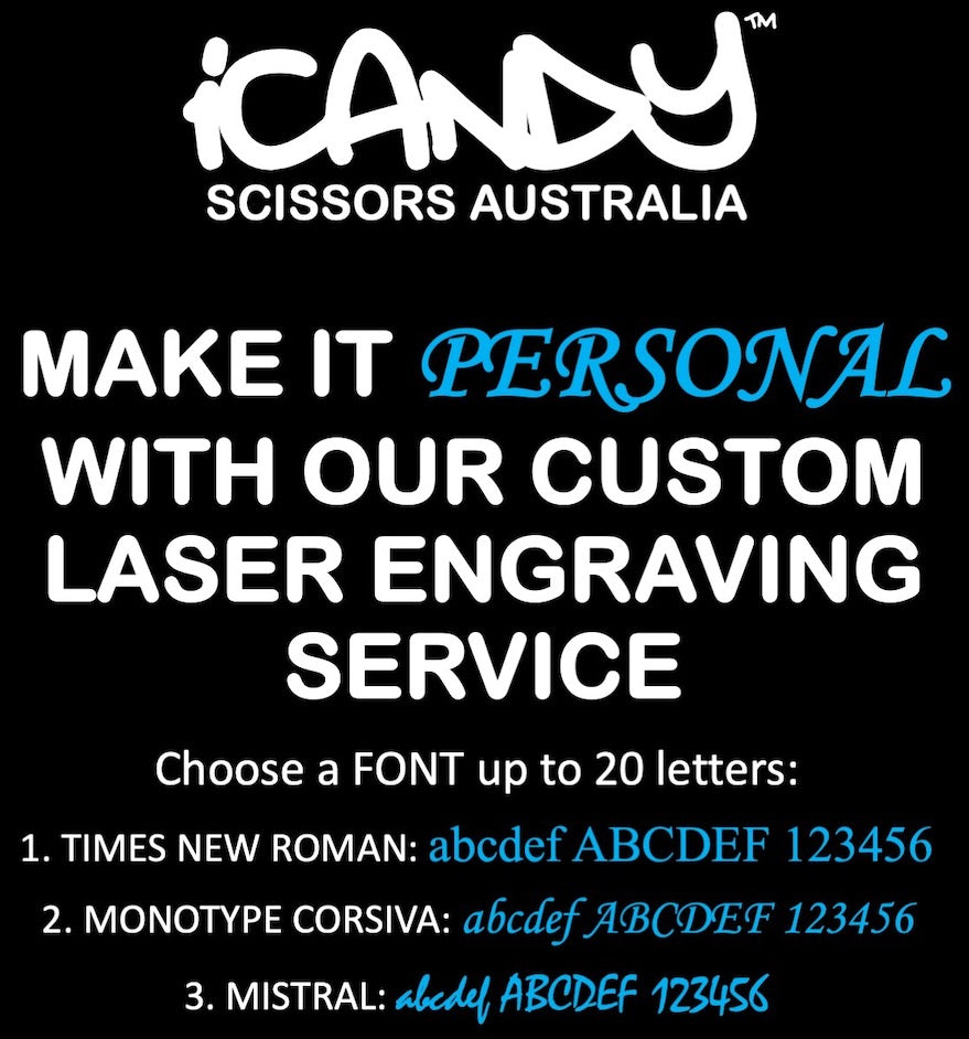 iCandy Scissors Australia Custom Scissor Engraving Service