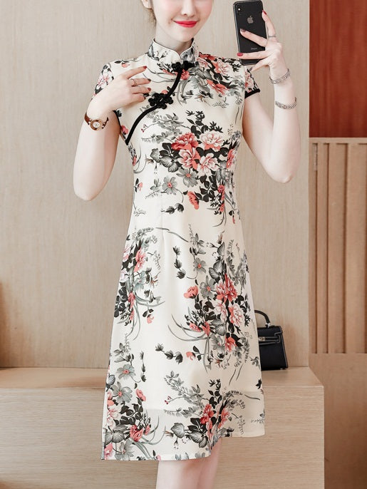 chinese floral dress Big sale - OFF 77%