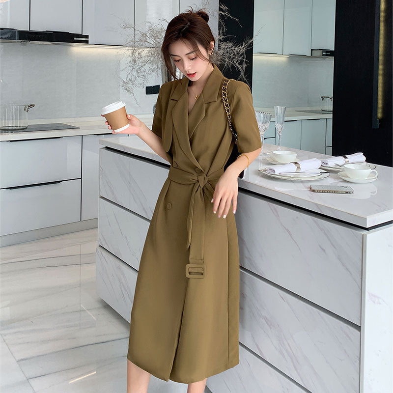Plus Size Korean Tuxedo Wrap Midi Dress – Pluspreorder