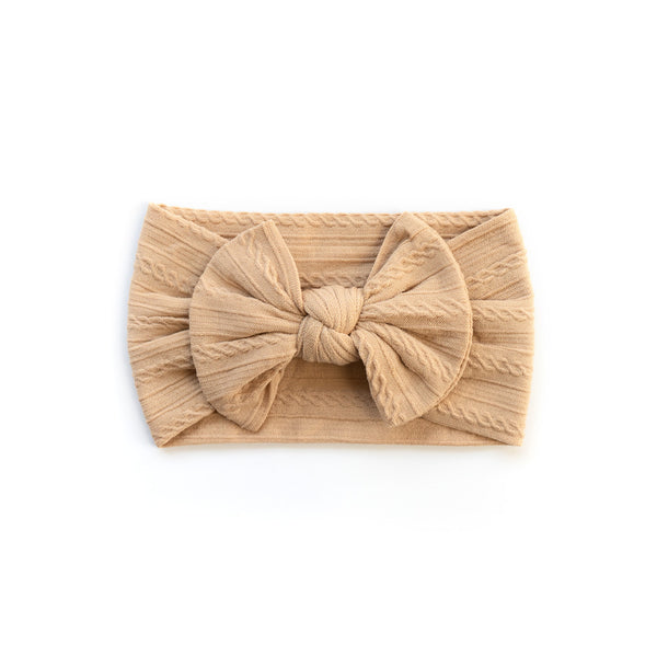 Cable Bow Headband - Chai for baby, newborn and infant. Cute and beautiful. One size fit all