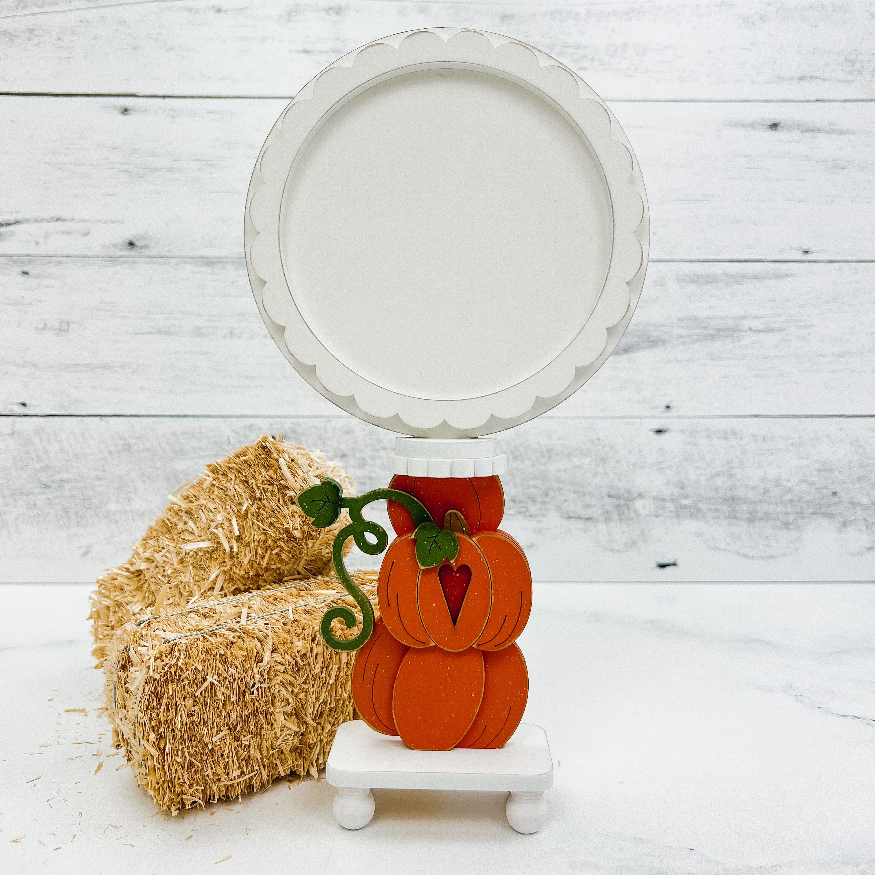 Pumpkin Pedestal Cross Stitch Display-Unfinished Wood