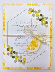 Lemon themed party invitation, bridal shower 