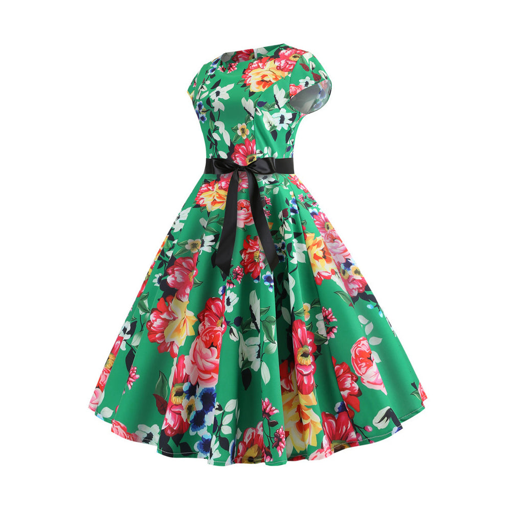 1950's Floral Prom Party Cocktail Dress - Itopfox