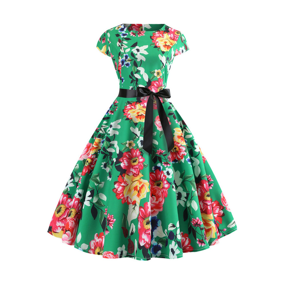 1950's Floral Prom Party Cocktail Dress - Itopfox