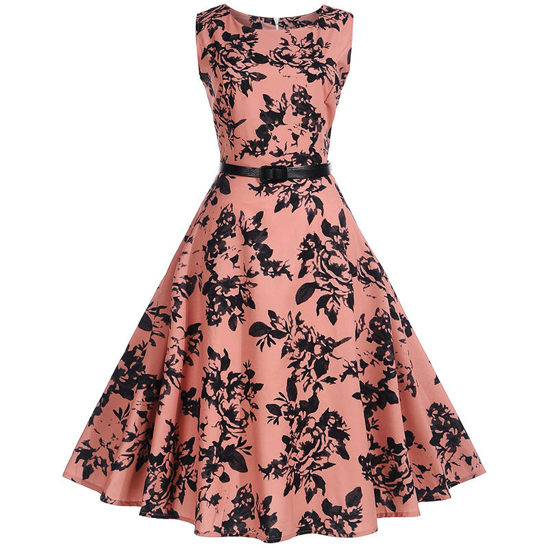 Classic Vintage Floral Hepburn Dress - Itopfox