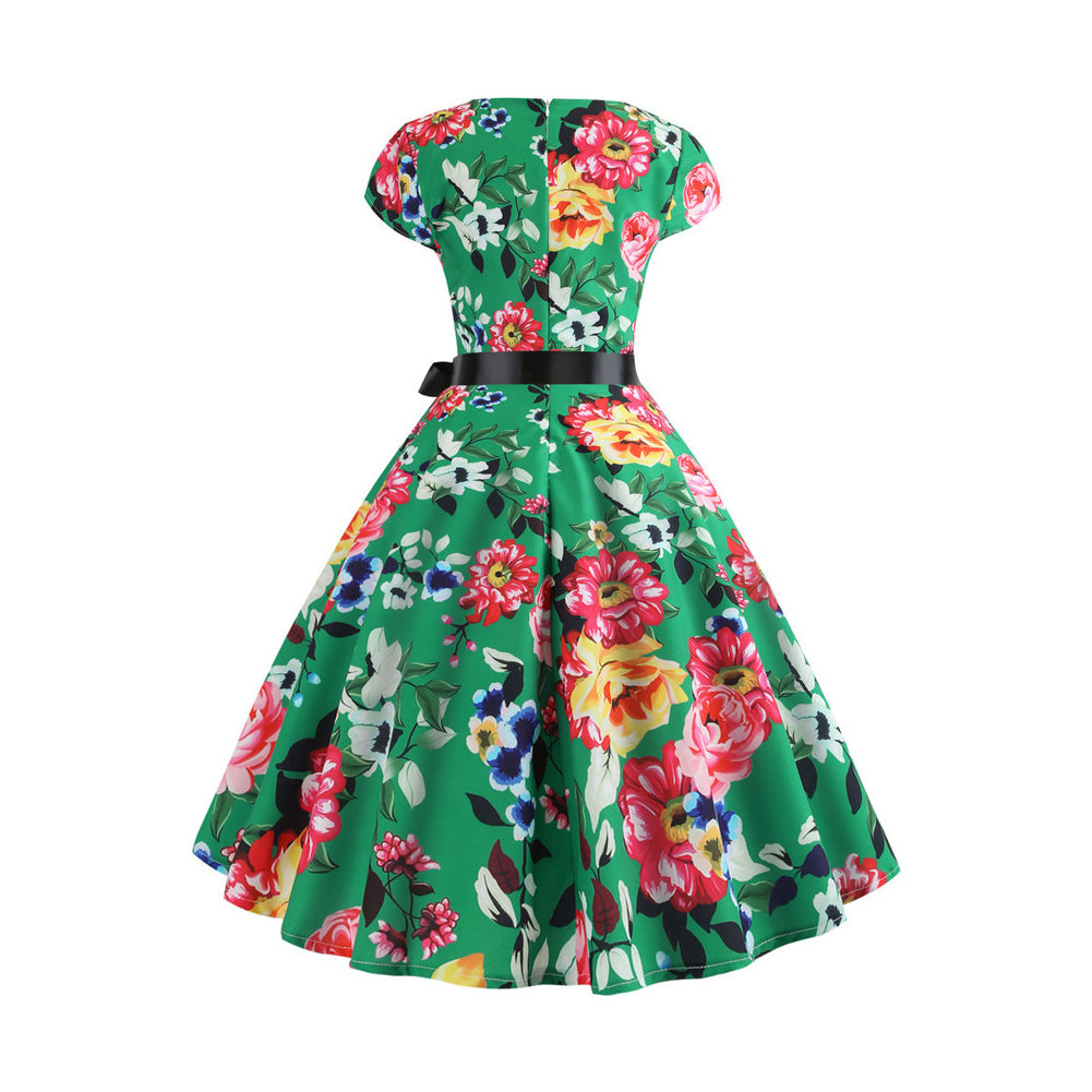 1950's Floral Prom Party Cocktail Dress - Itopfox