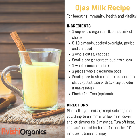 Ojas milk recipe for boosting immunity