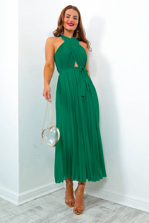 Artemis - Green Pleated Maxi Dress– DLSB