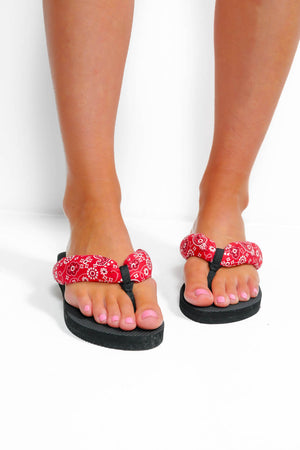 Break Free - Red Paisley Flip Flop Sandals