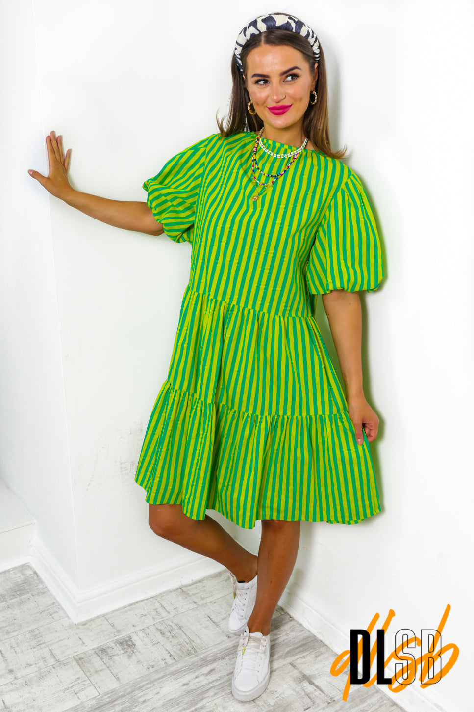 Candy Stripes - Green Lime Smock Dress