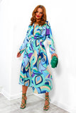 Hard To Forget - Blue Mint Abstract Midi Shirt Dress