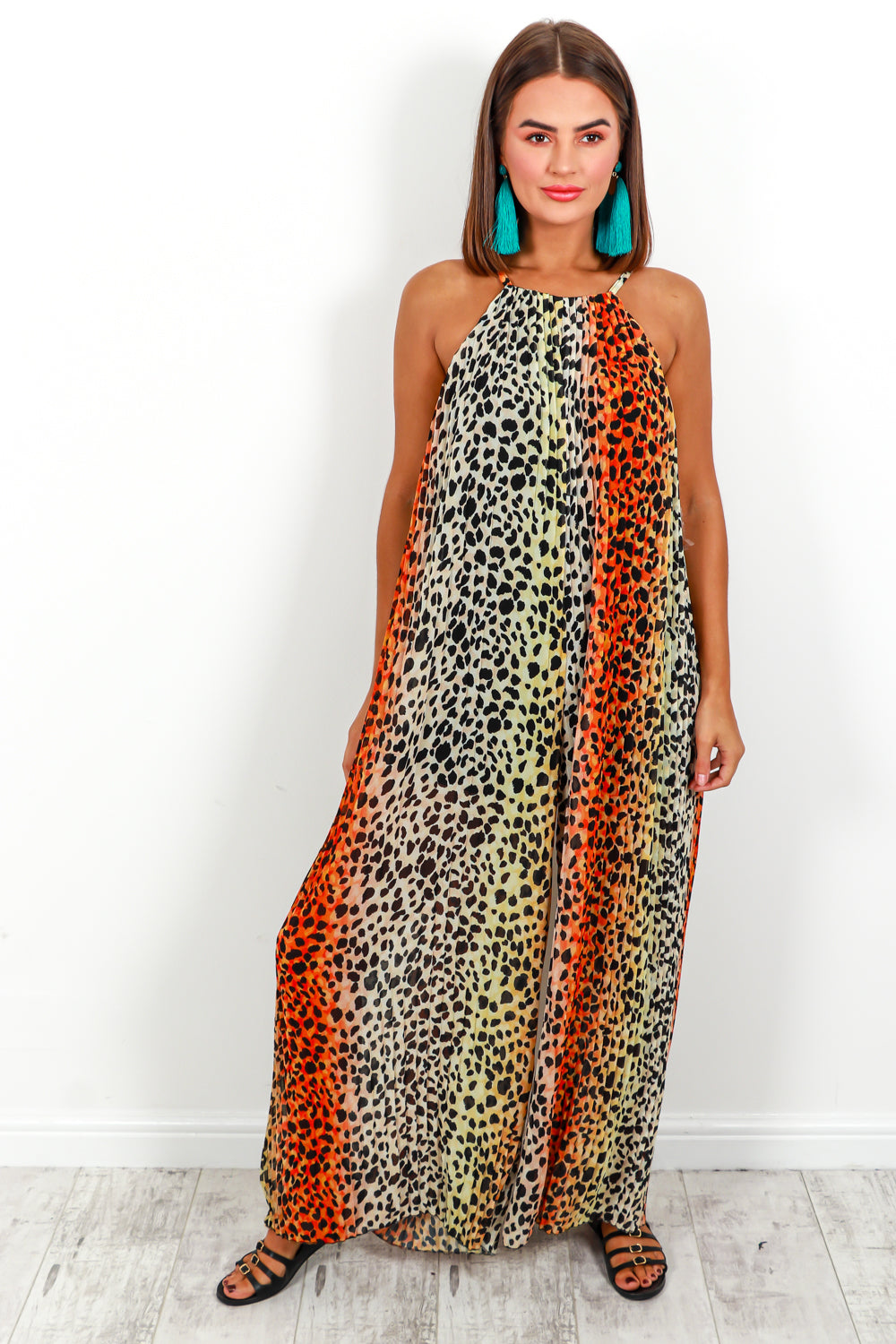 orange leopard jumpsuit