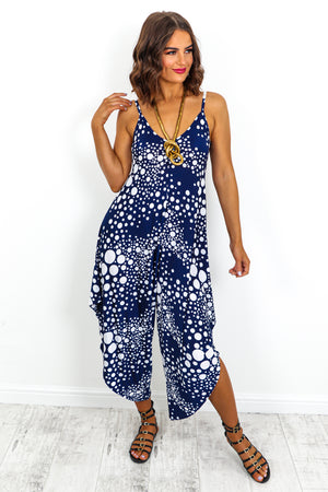 navy spot jumpsuit