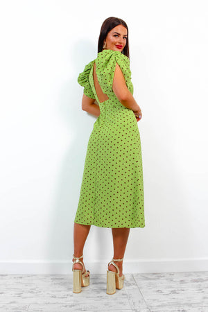 Spots Wrong? - Green Polka Dot Midi Dress– DLSB