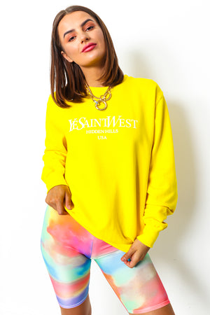 yellow slogan jumper