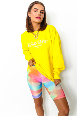 yellow slogan jumper