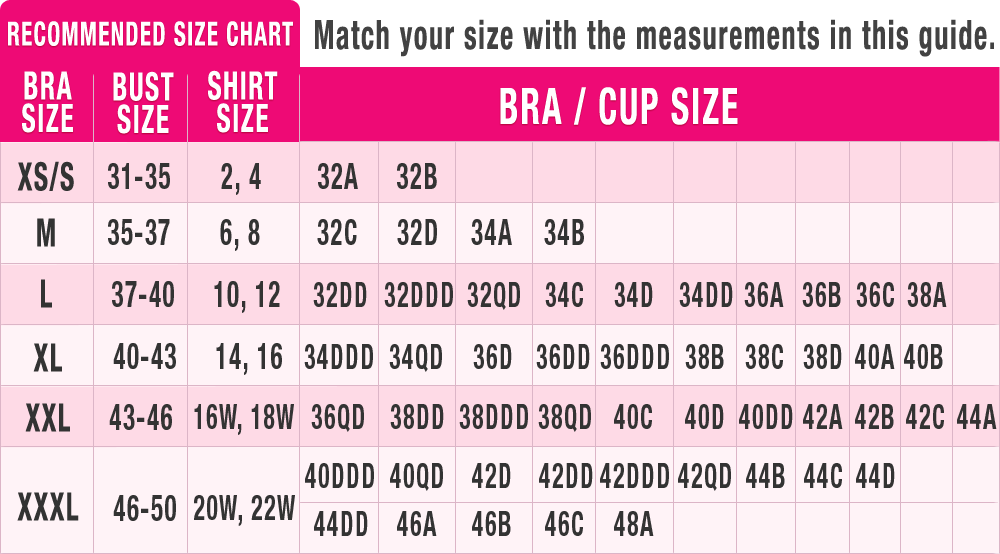 La Senza Sports Bra Size Chart