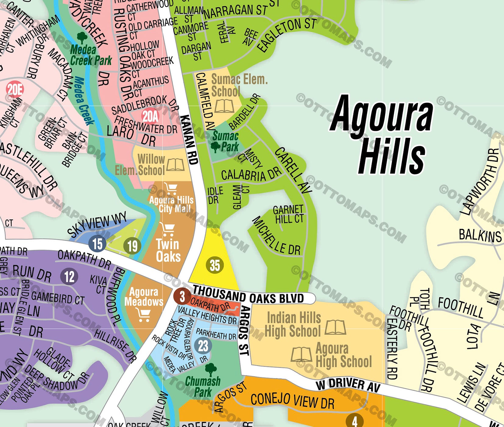 Agoura Hills Map Los Angeles County, CA Otto Maps
