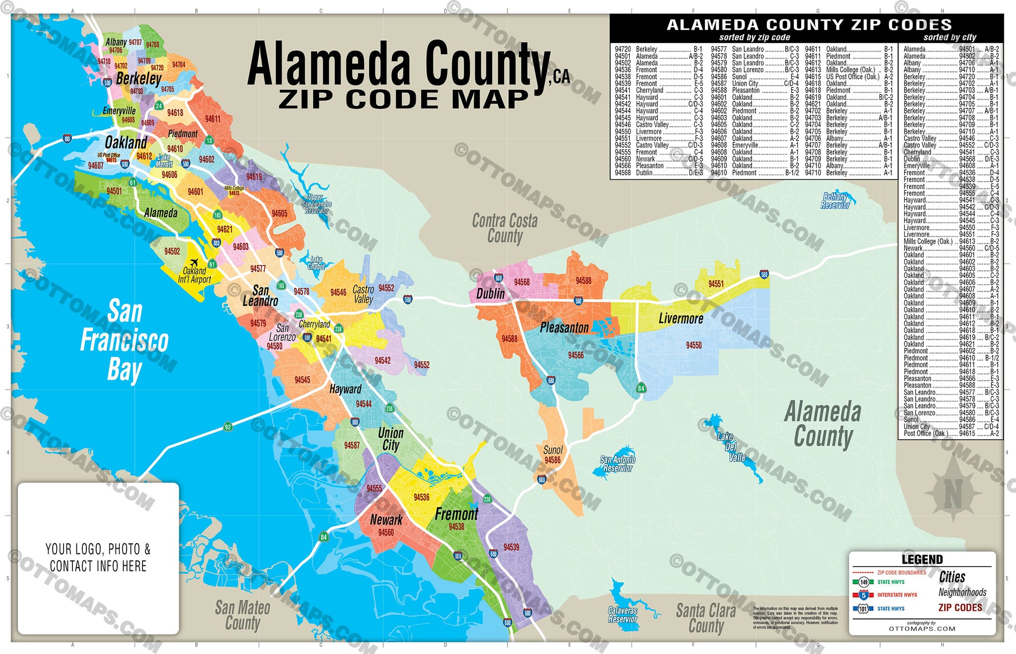 Alameda County Zip Code Map – Otto Maps