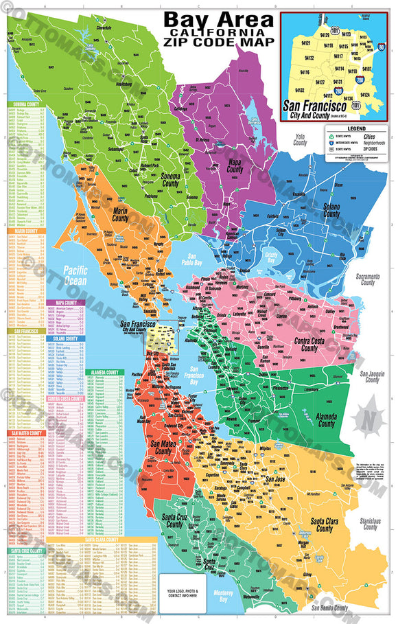 bay area zip code map Bay Area Zip Code Map Counties Colorized Otto Maps bay area zip code map