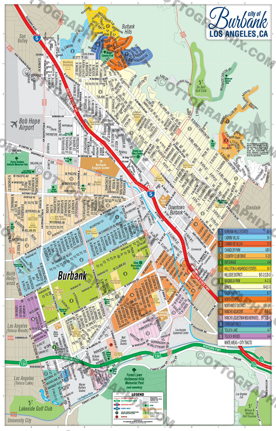 Burbank Map, Los Angeles County, CA – Otto Maps