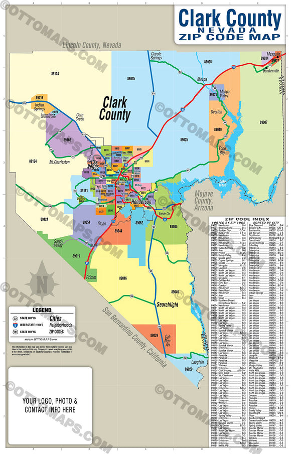 Clark County Nevada Zip Code Map – Otto Maps