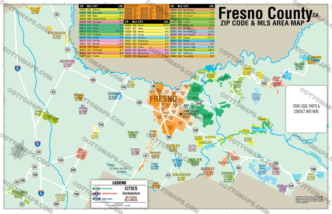 Fresno County Combo Map Zip Codes And MLS Areas Otto Maps   FresnoCountyComboMap Zip MLS 580x@2x 