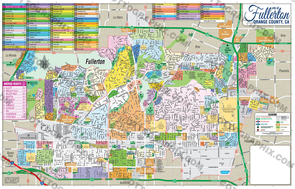 Fullerton Map, Orange County, CA – Otto Maps