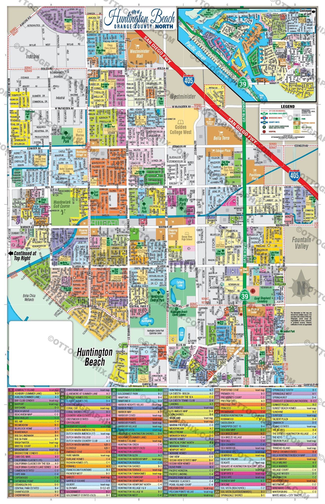 Huntington Beach Map NORTH, Orange County, CA – Otto Maps