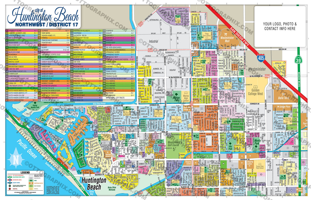 Huntington Beach Map (6 options: Full, North & South, Districts 14, 15