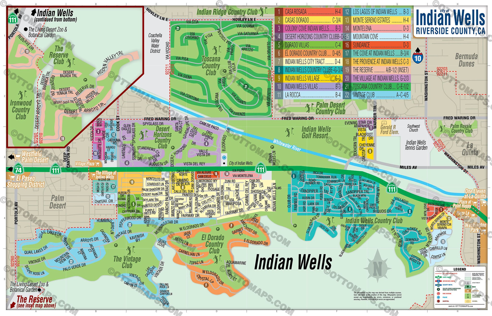 Indian Wells Map, Riverside County, CA Otto Maps