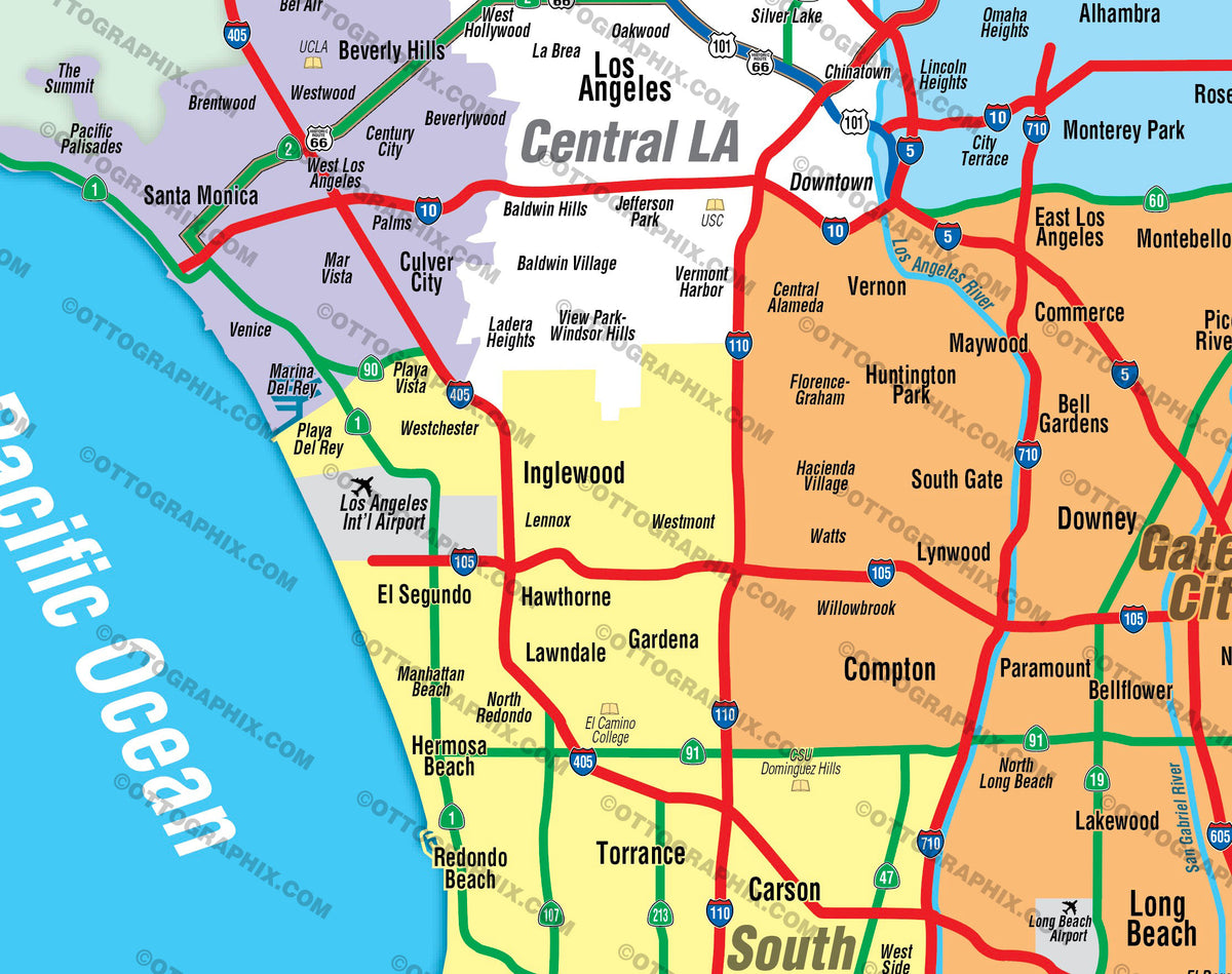 Los Angeles County Map  FULL (No Zip Codes) – Otto Maps