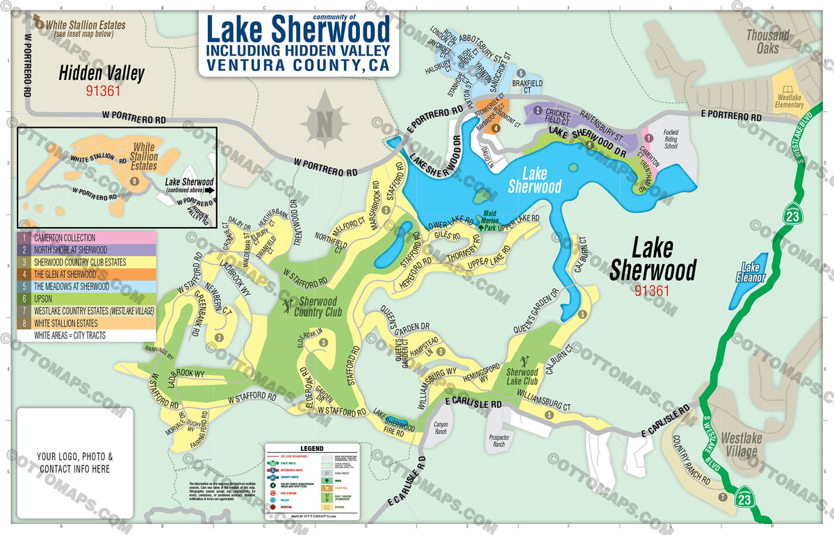 Lake Sherwood Map with Hidden Valley, Ventura County, CA Otto Maps