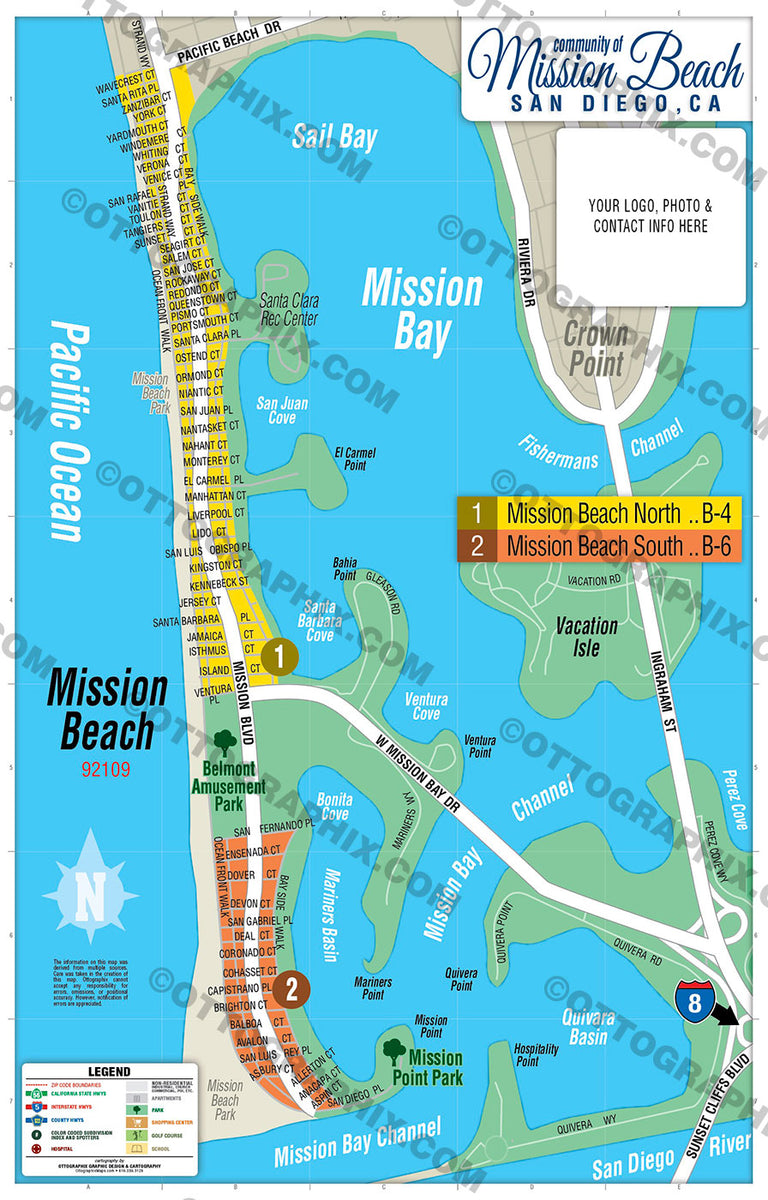 Mission Beach Map San Diego County Ca Otto Maps