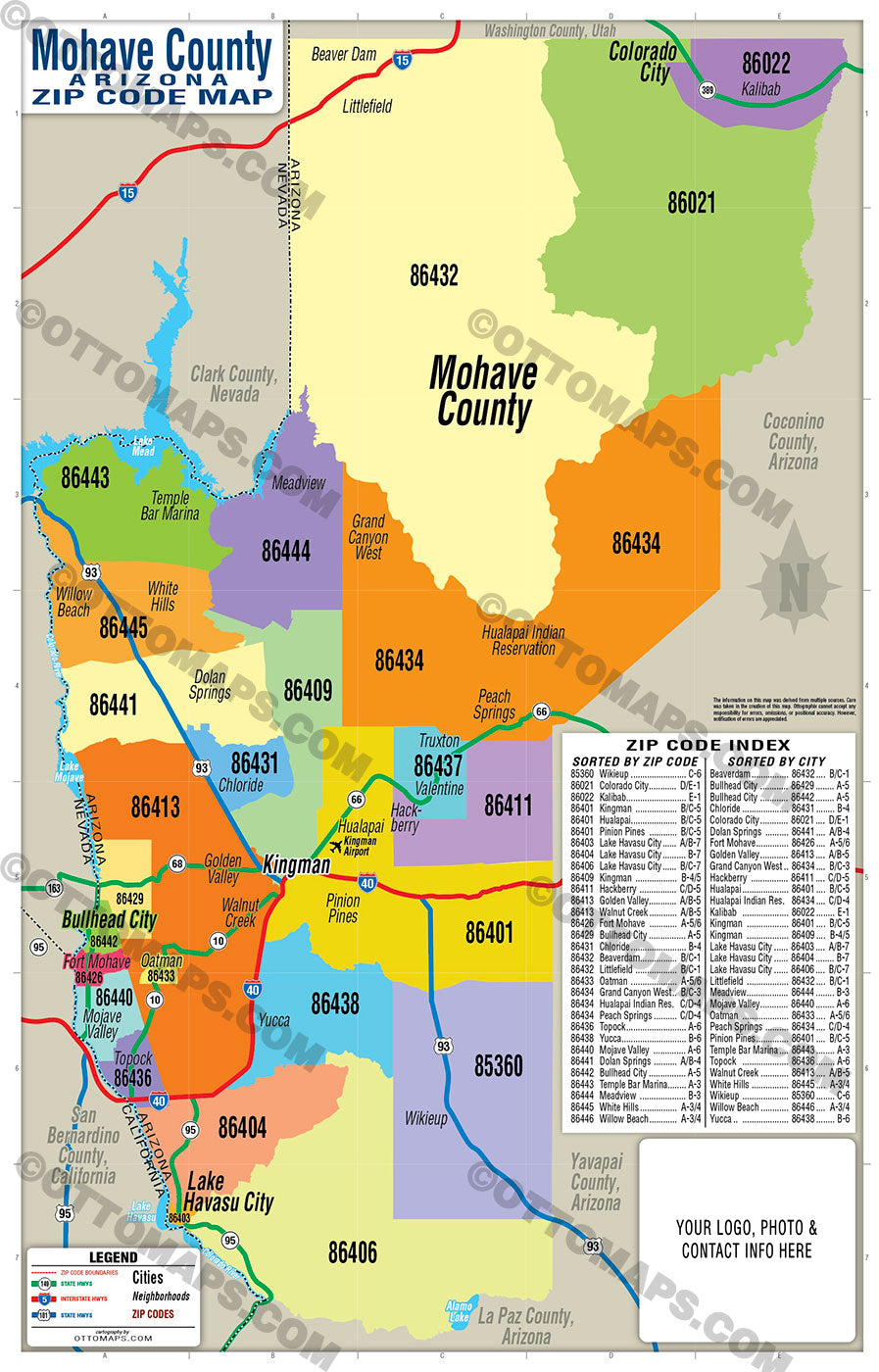 Mojave County Arizona Zip Code Map Otto Maps 3944
