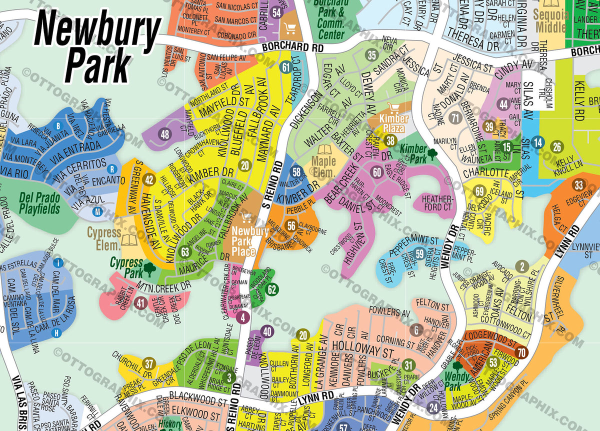 Newbury Park Map Thousand Oaks Ventura County CA Otto Maps   NewburyParkSubdivisionMap ZOOM 1200x1200 