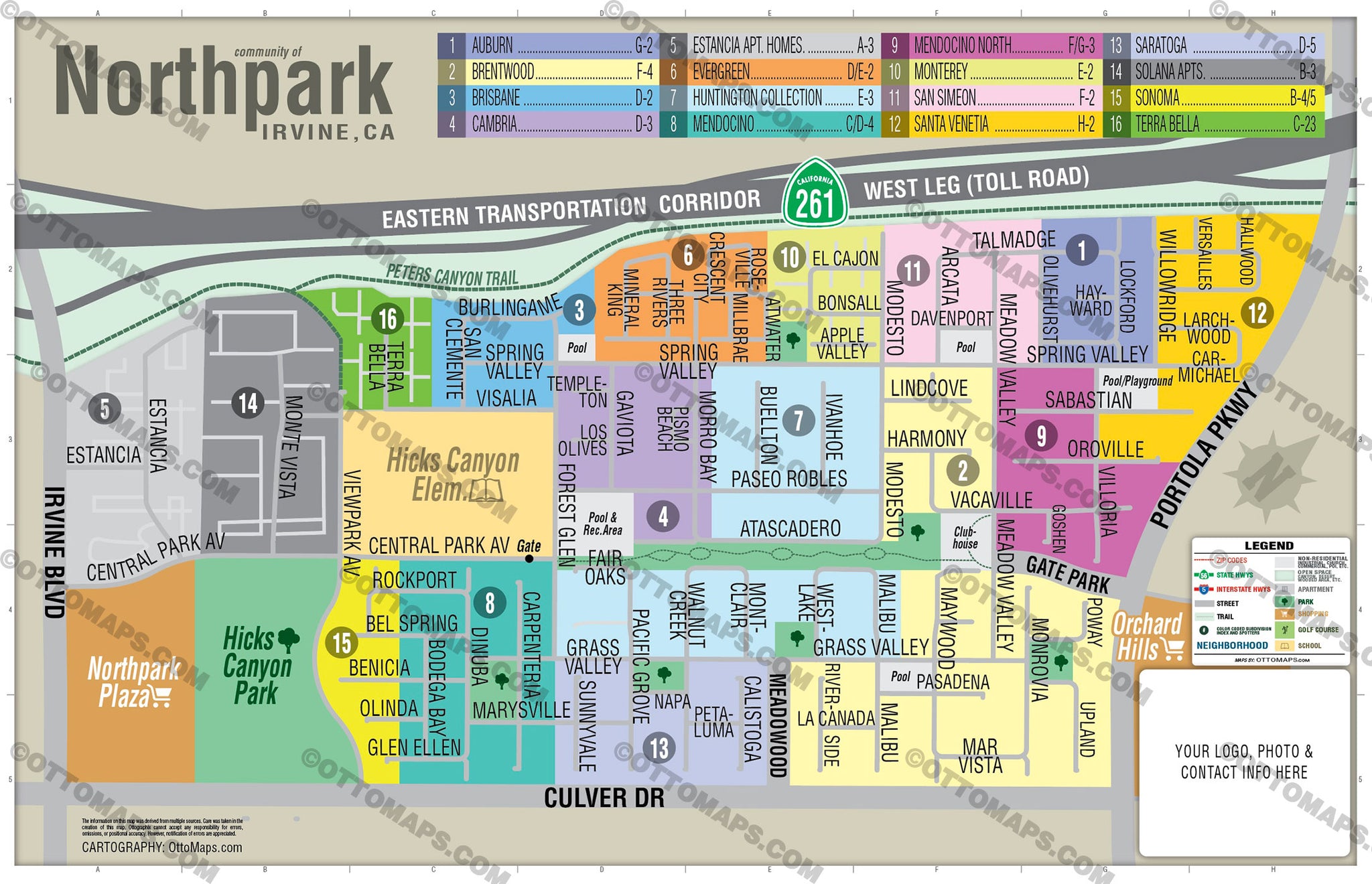 Northpark Map, Irvine, CA - PDF, editable, royalty free – Otto Maps