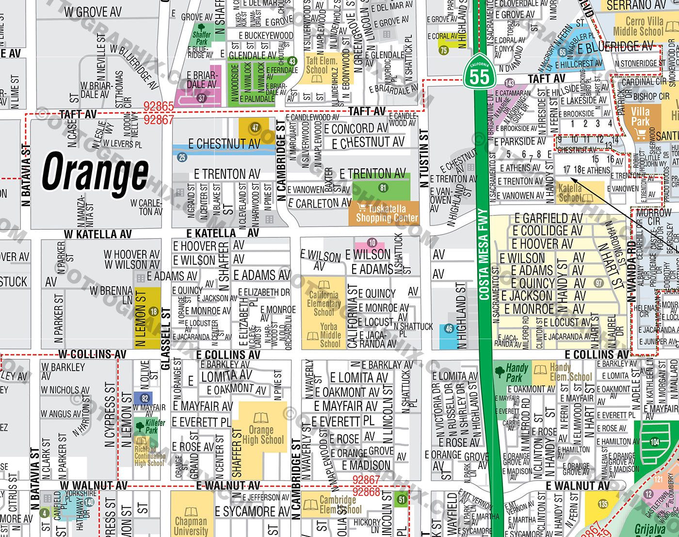 orange county california map