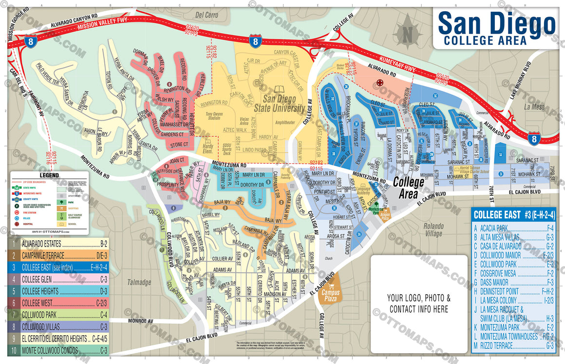 San Diego College Area Map Otto Maps 9206