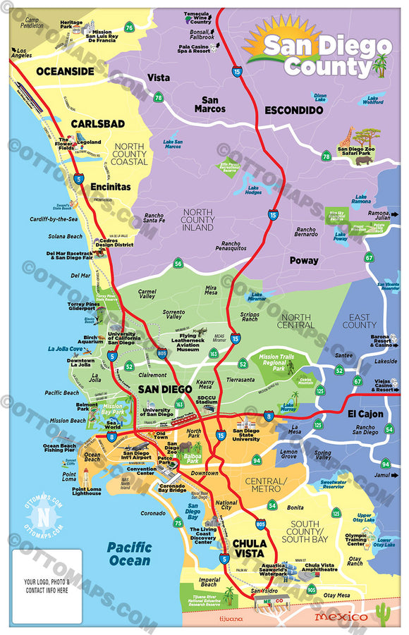 San Diego County Zip Code Map Printable San Diego County Tourist Map – Otto Maps