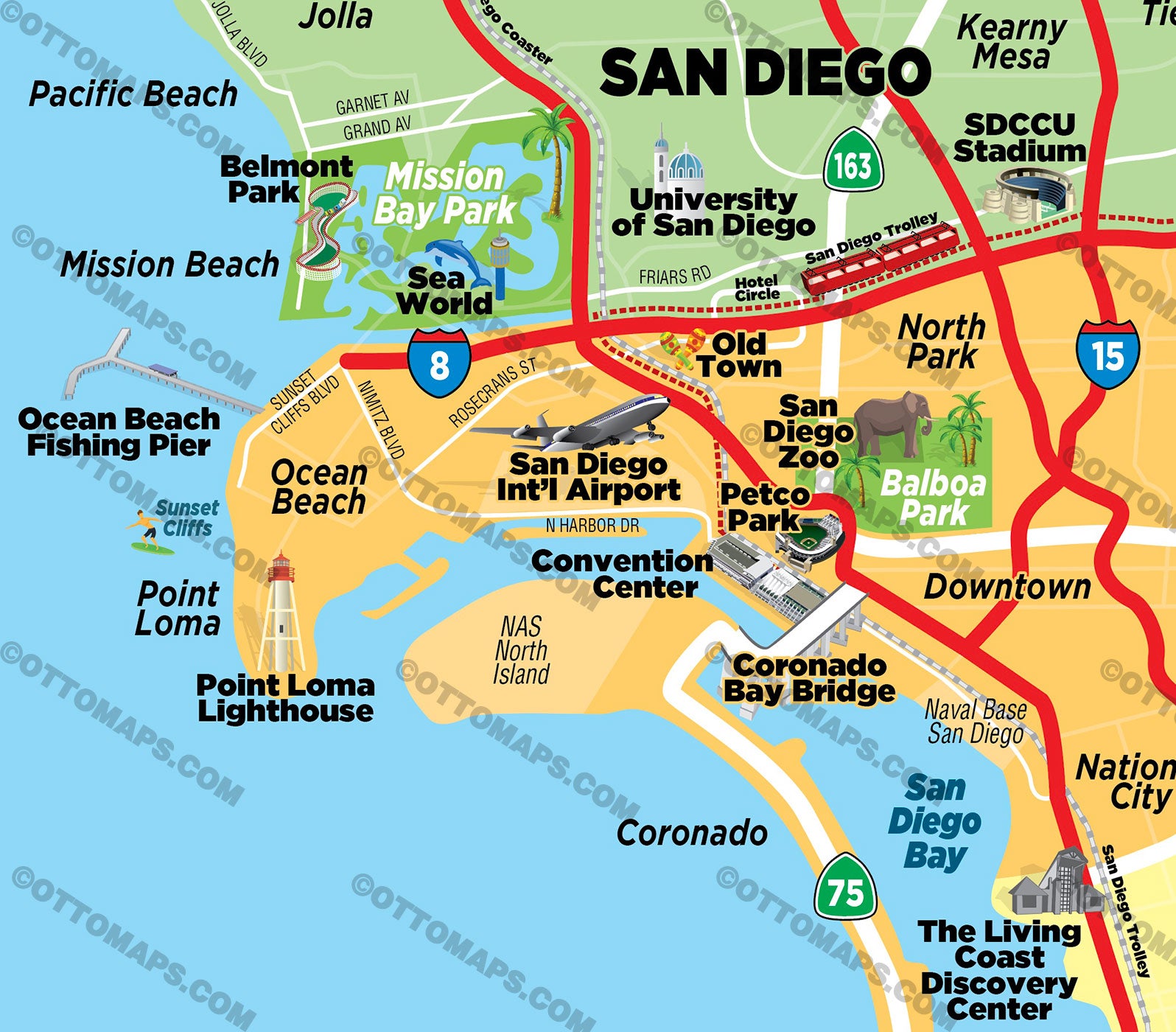 Tourist Map Of San Diego Vector U S Map 3892