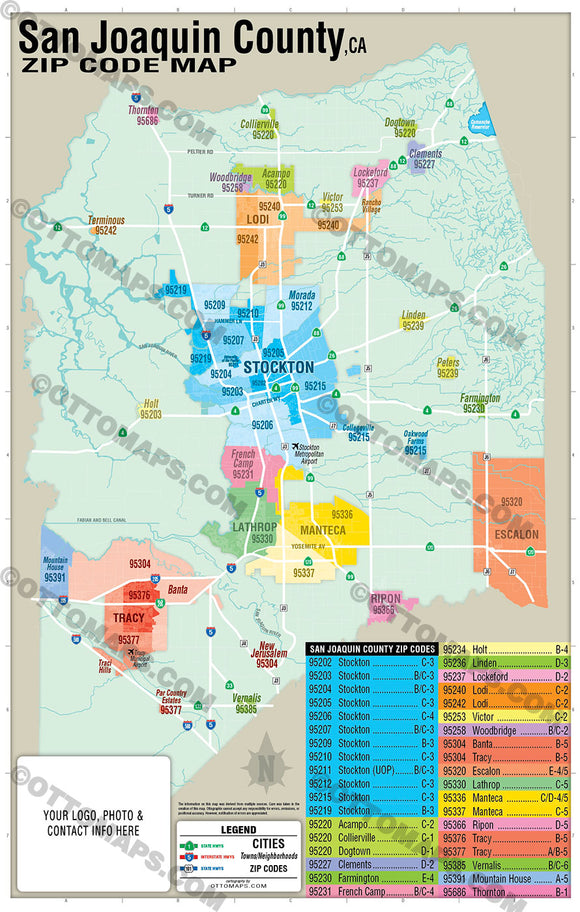 san-joaquin-county-zip-code-map-california-otto-maps