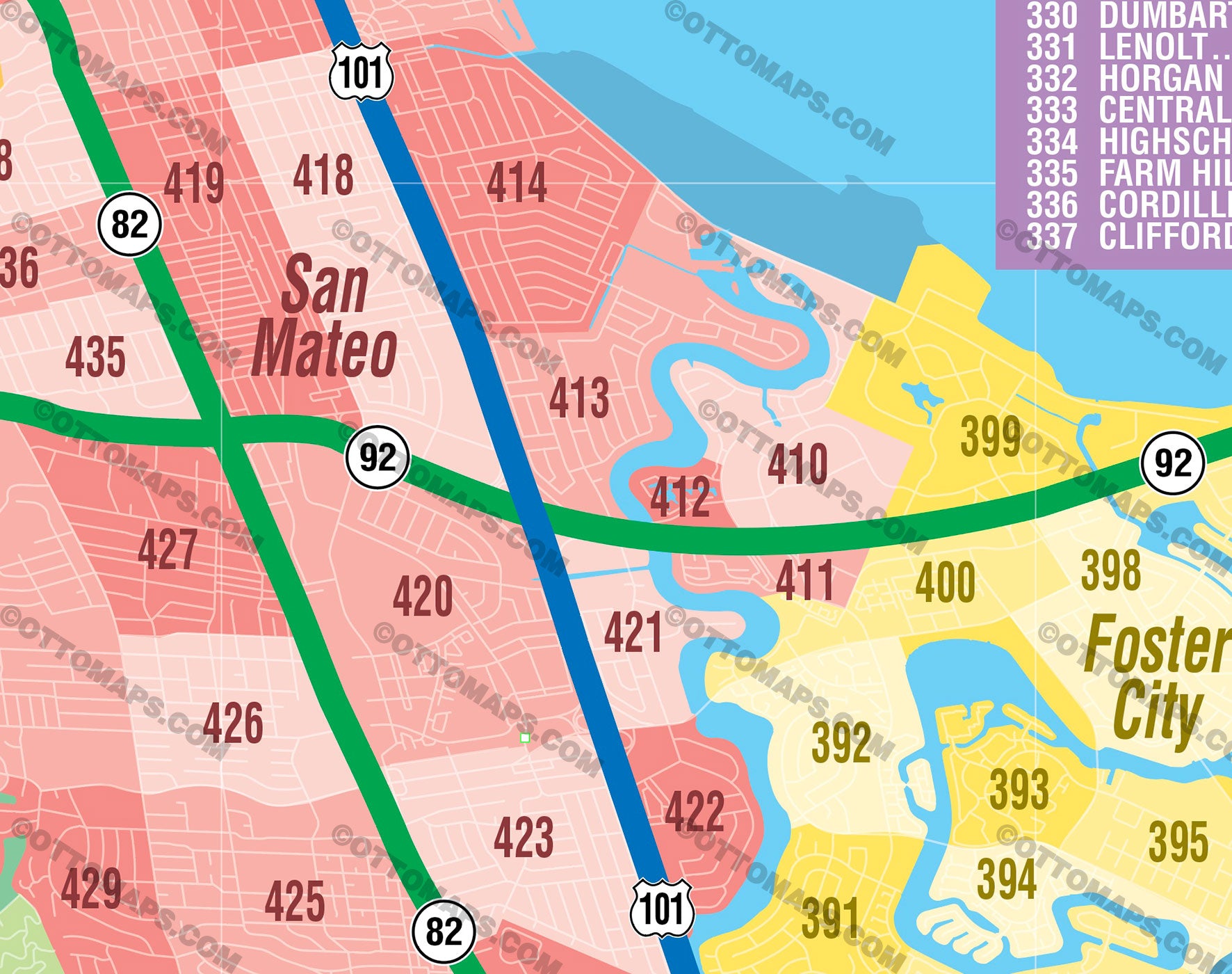 San Mateo County MLS Area Map FULL Otto Maps