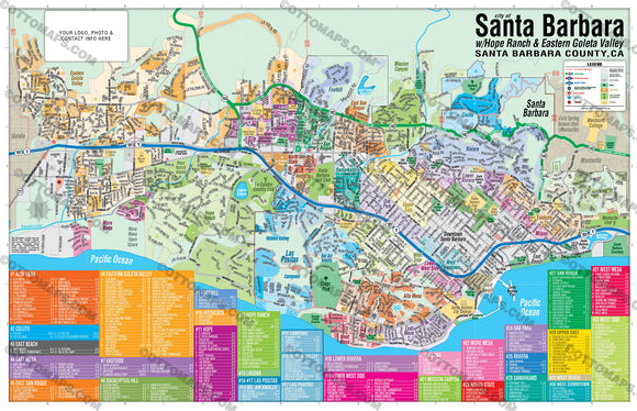 Santa Barbara Map With Subdivisions And Neighborhoods Otto Maps