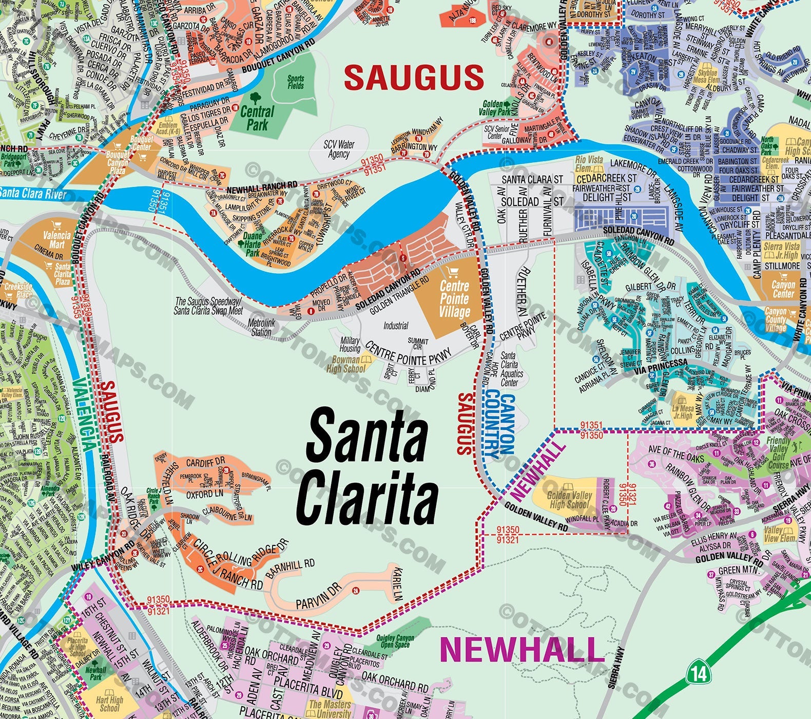 Santa Clarita Map, Los Angeles County, CA Otto Maps