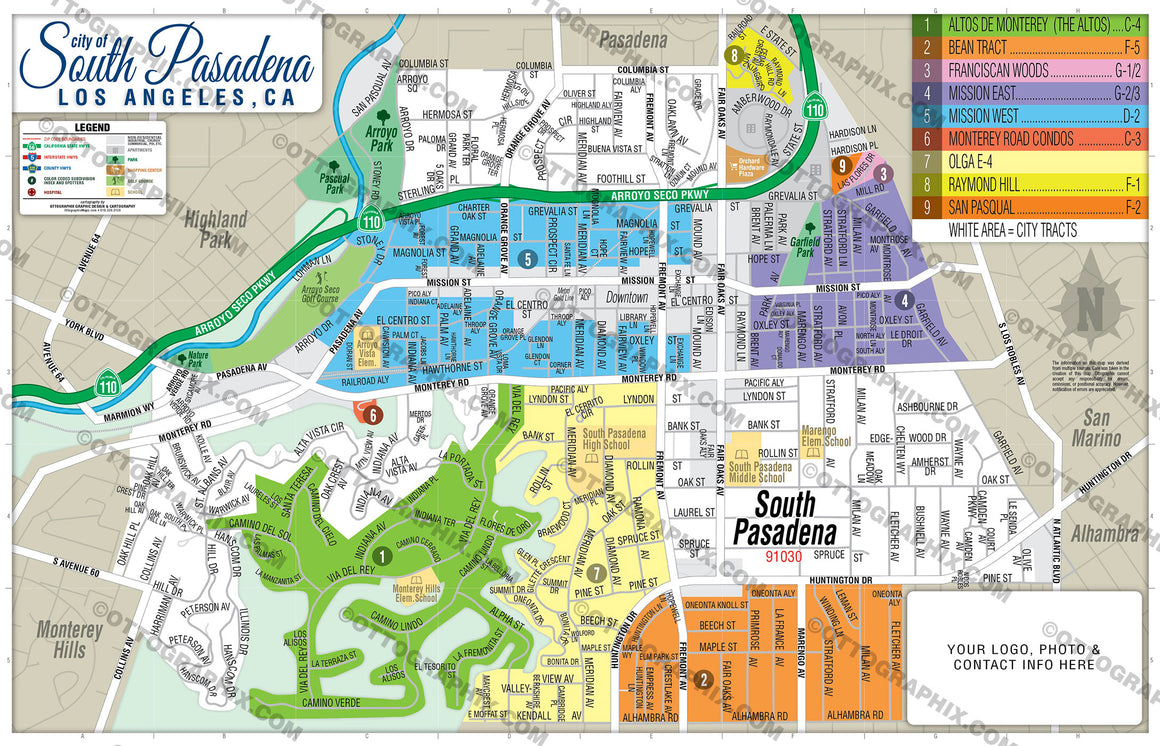 South Pasadena Map, Los Angeles County, CA Otto Maps